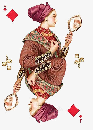 方块Apng免抠素材_新图网 https://ixintu.com 女人 对称 手绘 扑克 照镜子