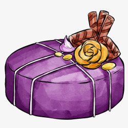高清晰披萨水彩风手绘生日紫色蛋糕矢量图高清图片