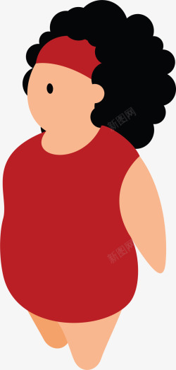 红衣卡通微胖女人素材