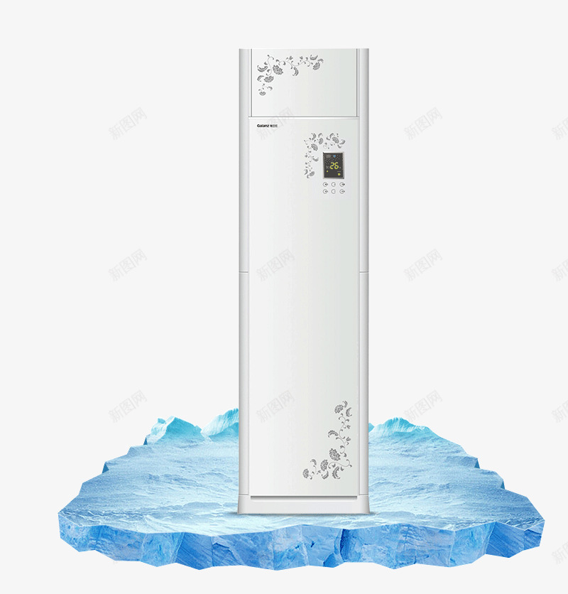 冰块上的空调png免抠素材_新图网 https://ixintu.com 产品实物 冰凉一夏 凉爽 电器 空调
