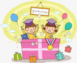 儿童毕业典礼庆祝毕业典礼的可爱卡通儿童高清图片