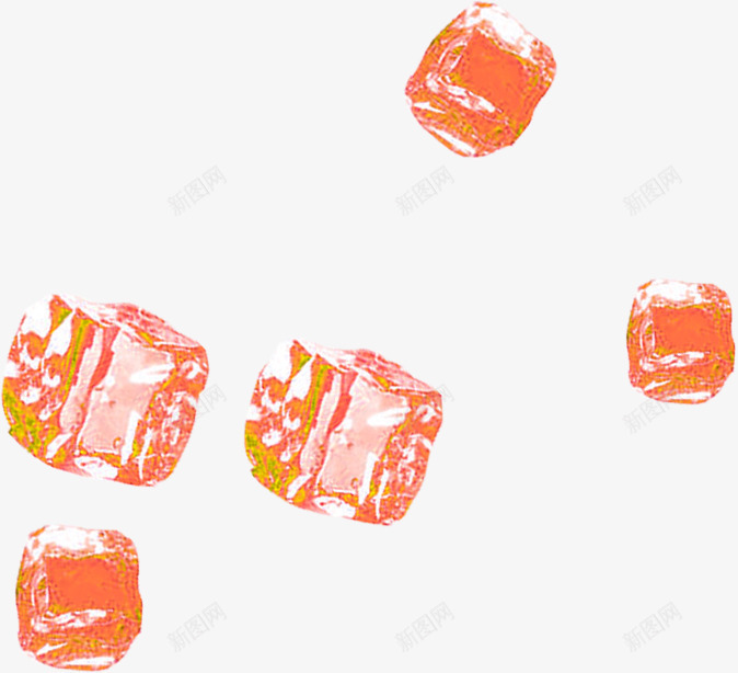 橙色透明冰块开业png免抠素材_新图网 https://ixintu.com 冰块 开业 橙色 透明