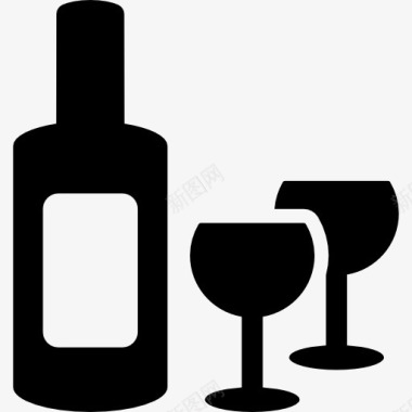 瓶子和两杯图标图标