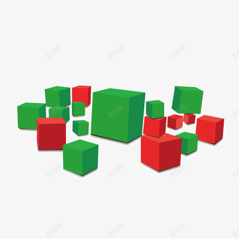 红绿色方块方体png免抠素材_新图网 https://ixintu.com 方体 方块 红绿色