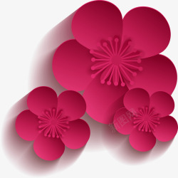 红色扁平化桃花矢量图素材