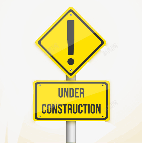 正在施工黄色标识牌图标png_新图网 https://ixintu.com 安全警告 建筑施工 标识牌