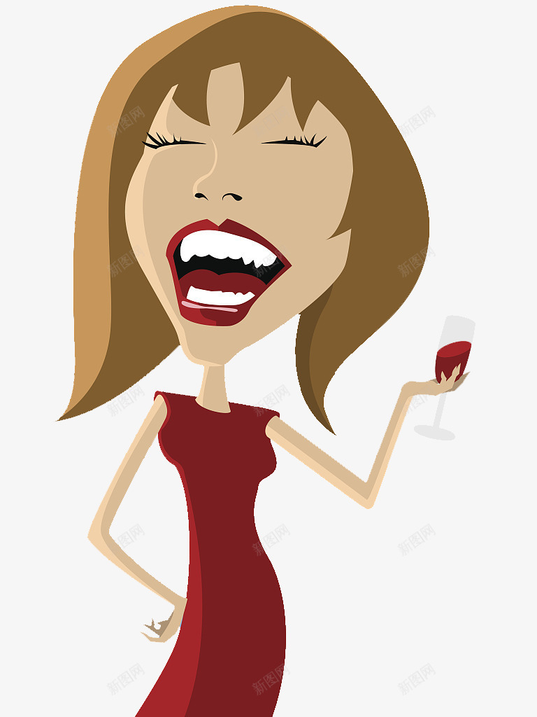 卡通人物插图喝醉酒的女人png免抠素材_新图网 https://ixintu.com 卡通人物 喝醉 大笑 女人 红酒 酒醉 醉了 醉酒