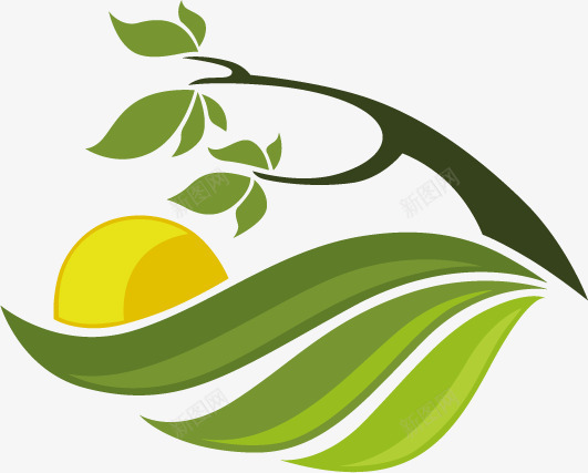 风景logo图标png_新图网 https://ixintu.com logo素材 卡通 太阳 景色风光 树 环保 绿色 自然风景 风景logo