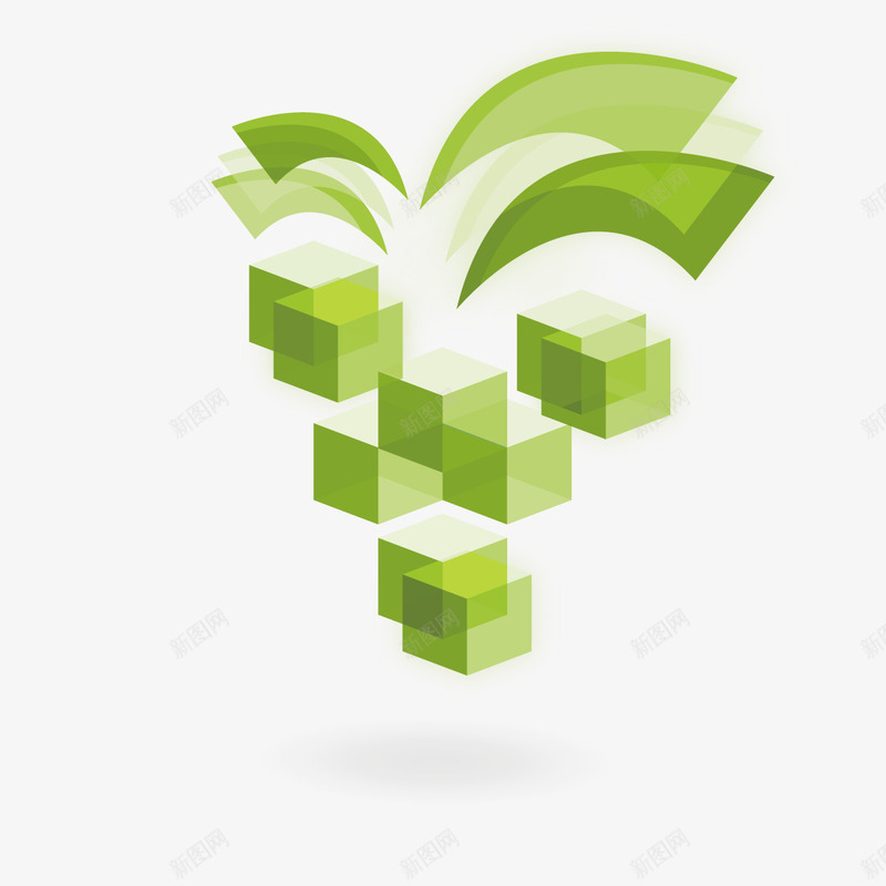 绿色LOGO图标png_新图网 https://ixintu.com 企业文化 商标 方块 模块