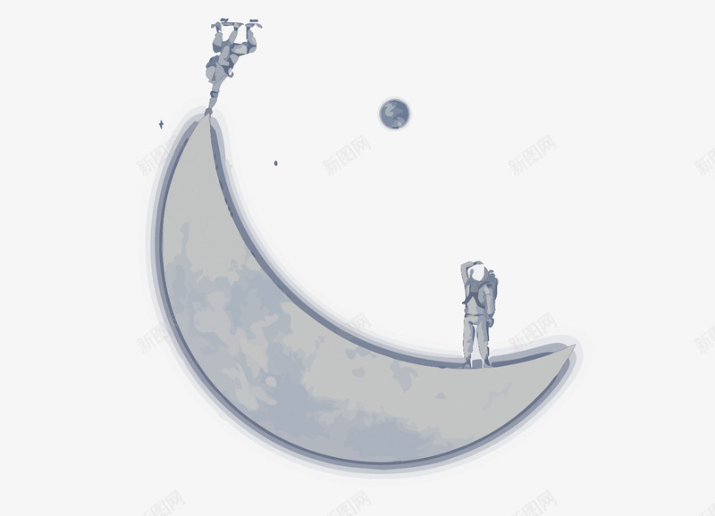 月亮和宇航员png免抠素材_新图网 https://ixintu.com 卡通手绘 宇航员 月亮 月亮PNG矢量图 月亮免扣PNG图 航天矢量