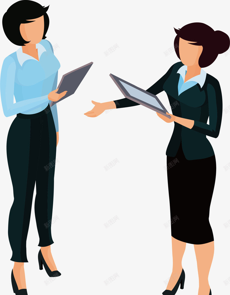 两个对话的女人png免抠素材_新图网 https://ixintu.com 两人对话 商务女 商务对话 女生西装 女白领 矢量png 讨论事情