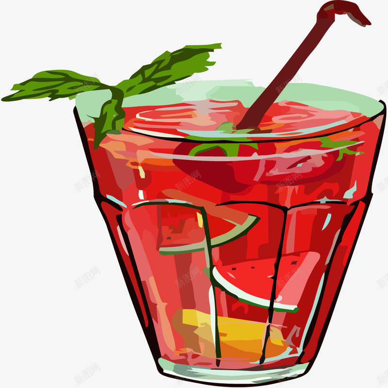 红色西瓜汁png免抠素材_新图网 https://ixintu.com 创意 果汁 西瓜汁 饮品