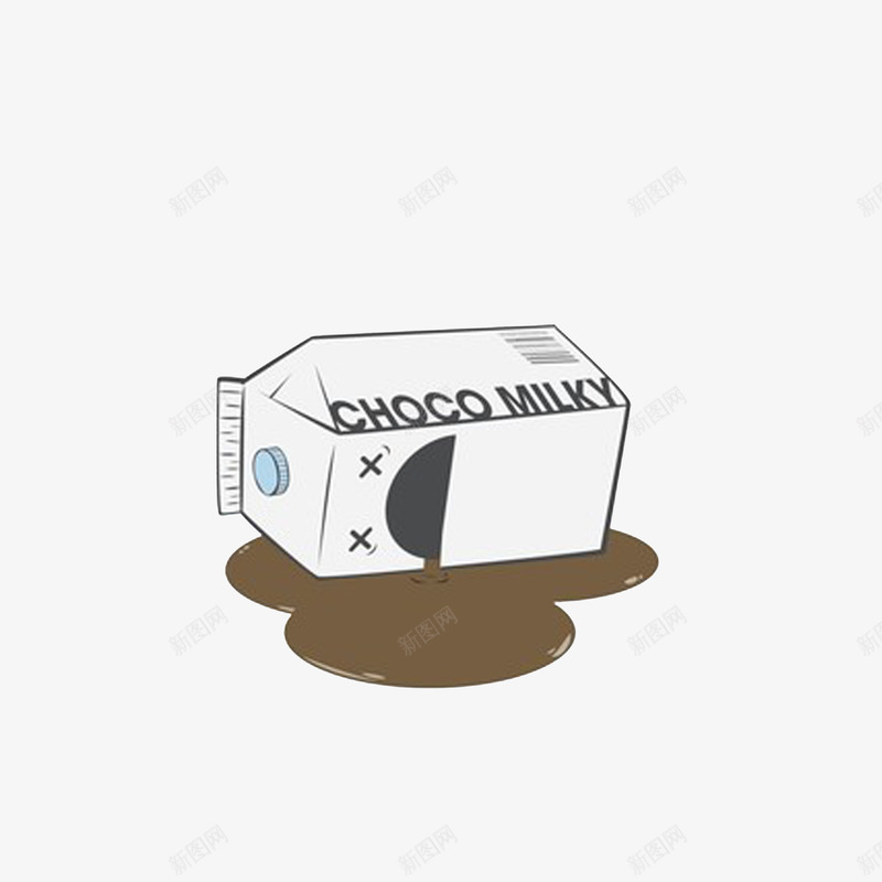 卡通一盒吐了的巧克力牛奶png免抠素材_新图网 https://ixintu.com 一盒牛奶 吐了的奶盒 巧克力牛奶 晕乎的奶盒