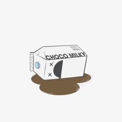 晕乎的奶盒卡通一盒吐了的巧克力牛奶高清图片