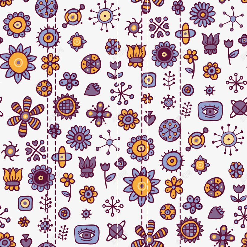紫色花纹背景png免抠素材_新图网 https://ixintu.com 儿童 卡通 太阳花 底纹 植物 花朵背景