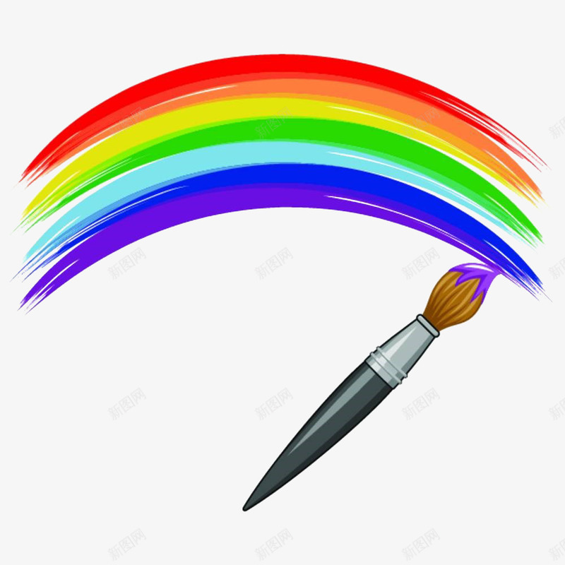 彩色彩虹笔刷png免抠素材_新图网 https://ixintu.com 彩虹 油漆 画笔 笔刷 粉刷 粉刷效果 颜料