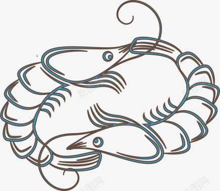 龙虾动物标识元素矢量图图标图标
