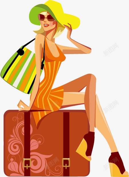 旅游途中的时尚女人png免抠素材_新图网 https://ixintu.com 女人 旅游 时尚 购物