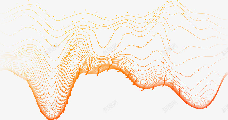 波浪线条点点橙黄色效果png免抠素材_新图网 https://ixintu.com 效果 橙黄色 波浪 点点 线条
