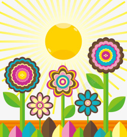 儿童画太阳儿童画卡通太阳沙漠花朵高清图片