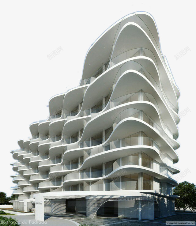 创意白色波浪形建筑png免抠素材_新图网 https://ixintu.com 创意 城市 白色波浪形建筑 装饰图案