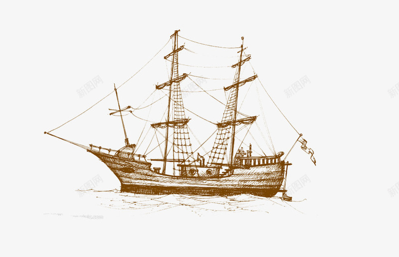 手绘帆船片png免抠素材_新图网 https://ixintu.com 水中的船图片 水波浪 背景图片帆船 装饰图片帆船