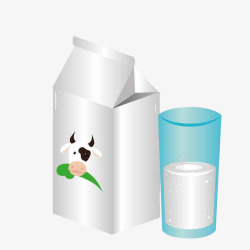 一瓶牛奶一杯牛奶手绘素材