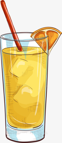 冰镇橙汁卡通冰块橙汁简图高清图片