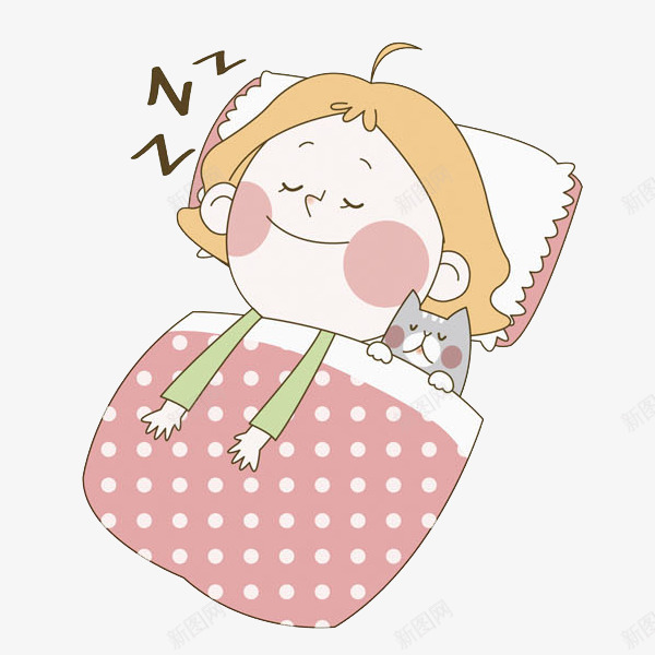 睡觉的女人场景图png免抠素材_新图网 https://ixintu.com 卡通 可爱的 场景 女人 小猫 打呼噜 熟睡的
