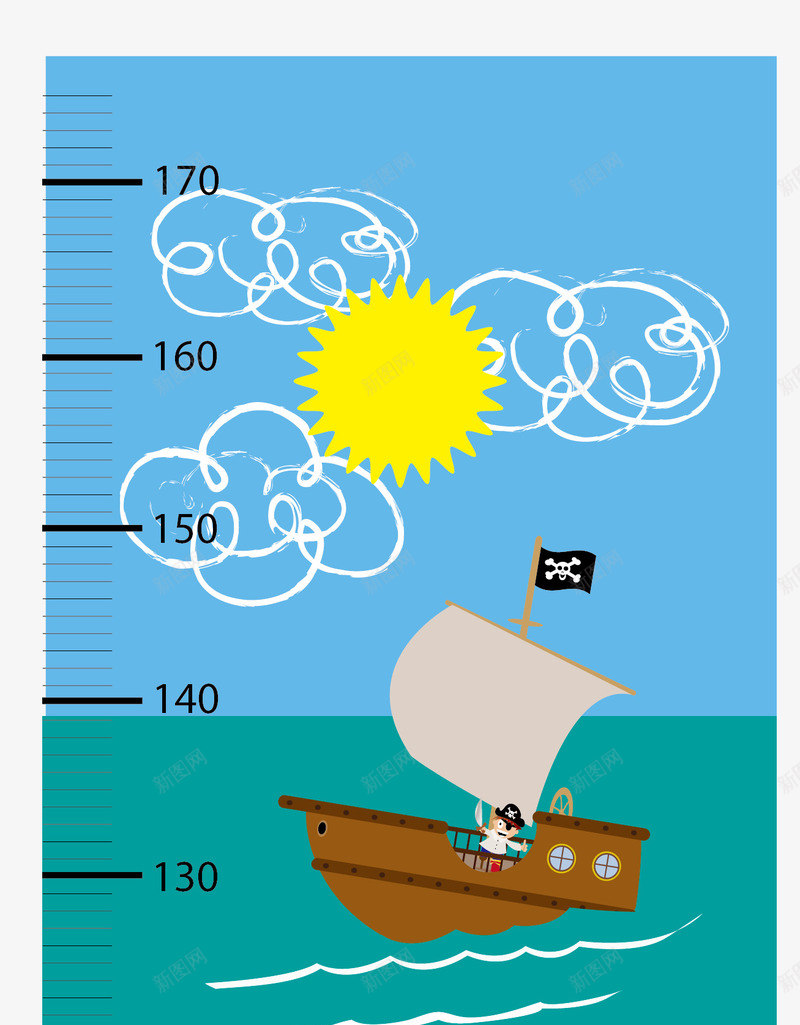 身高尺子png免抠素材_新图网 https://ixintu.com 儿童身高 太阳 身高尺子