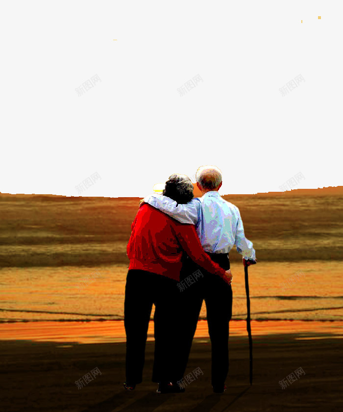 老人在看太阳png免抠素材_新图网 https://ixintu.com 两位老人背影 太阳 将要 落山的