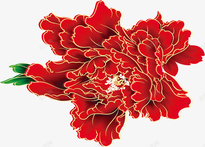 红色花朵牡丹png免抠素材_新图网 https://ixintu.com 牡丹 红色 花朵