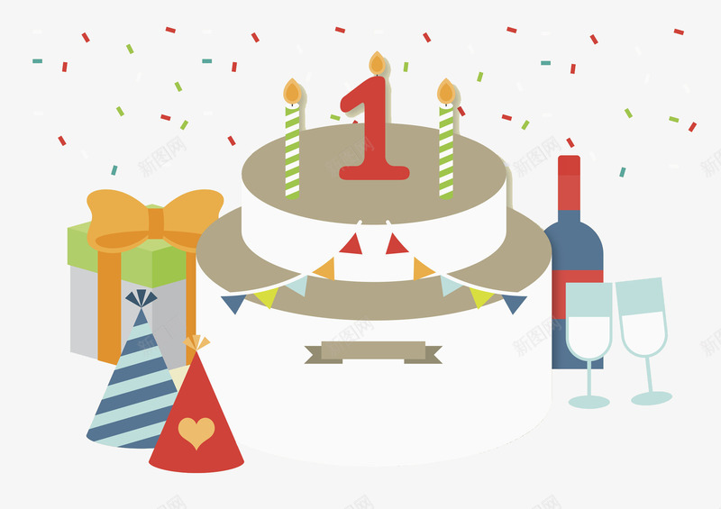 一岁庆祝生日Partypng免抠素材_新图网 https://ixintu.com 创意 庆祝 数字 生日 礼物 红酒 蛋糕 蜡烛 酒杯