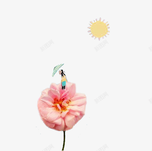 坐在画上的女孩png免抠素材_新图网 https://ixintu.com 太阳 女孩 手绘女孩 插画 粉色鲜花 花卉 花朵 阳光 鲜花
