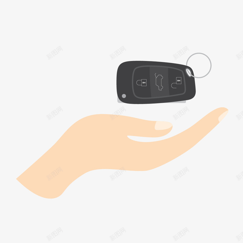 手和汽车钥匙png免抠素材_新图网 https://ixintu.com 人物 女人的手 水彩 汽车 简图 钥匙 钥匙环