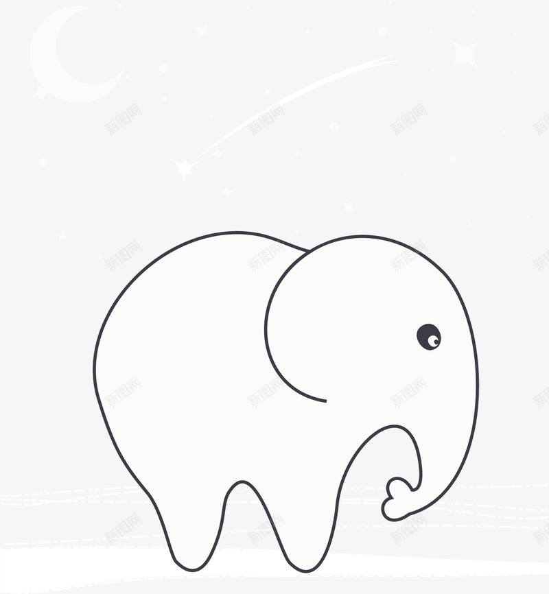 卡通手绘大象星星月亮png免抠素材_新图网 https://ixintu.com 卡通 大象 手绘 星星 月亮