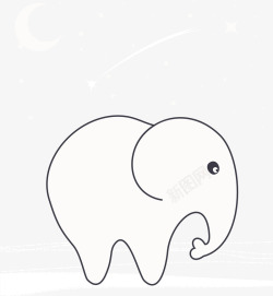 卡通手绘大象星星月亮素材