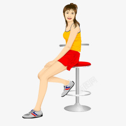 凳上2017年坐在高凳上的运动女生高清图片