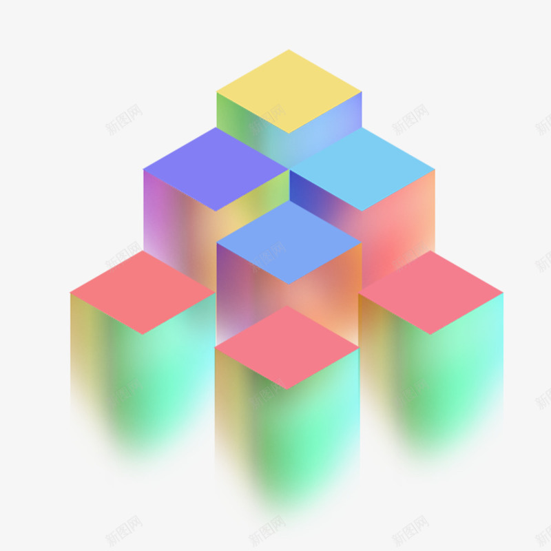 科技彩色立体方块png免抠素材_新图网 https://ixintu.com 创意 彩色方块 手绘图 漂浮 炫彩 科技 装饰