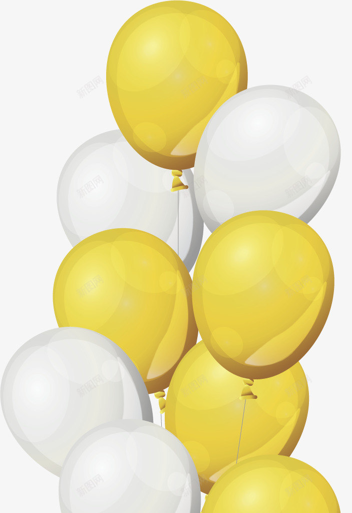 一大束美丽的气球矢量图ai免抠素材_新图网 https://ixintu.com 一束气球 儿童节 气球 气球束 矢量png 黄白色 矢量图