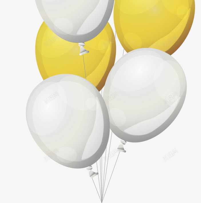 一大束美丽的气球矢量图ai免抠素材_新图网 https://ixintu.com 一束气球 儿童节 气球 气球束 矢量png 黄白色 矢量图