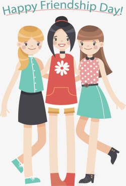三个女孩子三个美丽女孩朋友矢量图高清图片