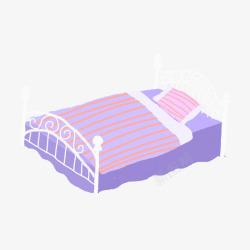 紫色的床单卡通手绘美丽的床高清图片