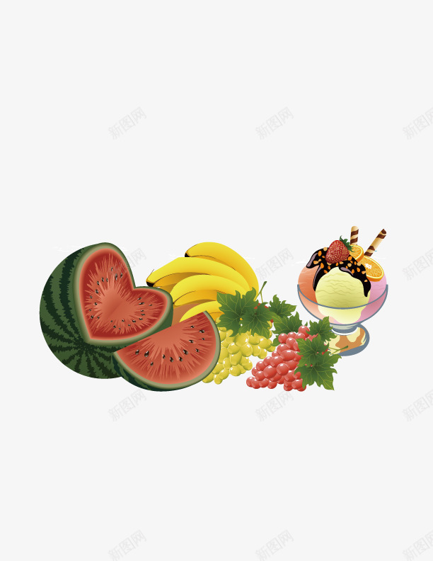 美味水果盘png免抠素材_新图网 https://ixintu.com 葡萄 西瓜 香蕉