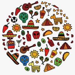玛雅文化彩绘墨西哥元素背景矢量图图标高清图片