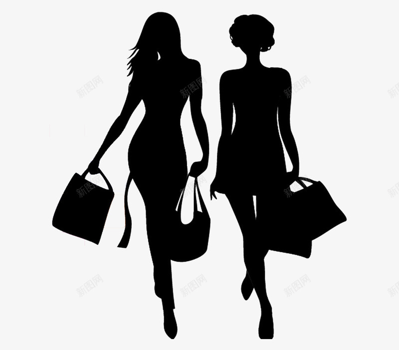 两个黑色女人装饰剪影png免抠素材_新图网 https://ixintu.com 剪影 女人 装饰 黑色