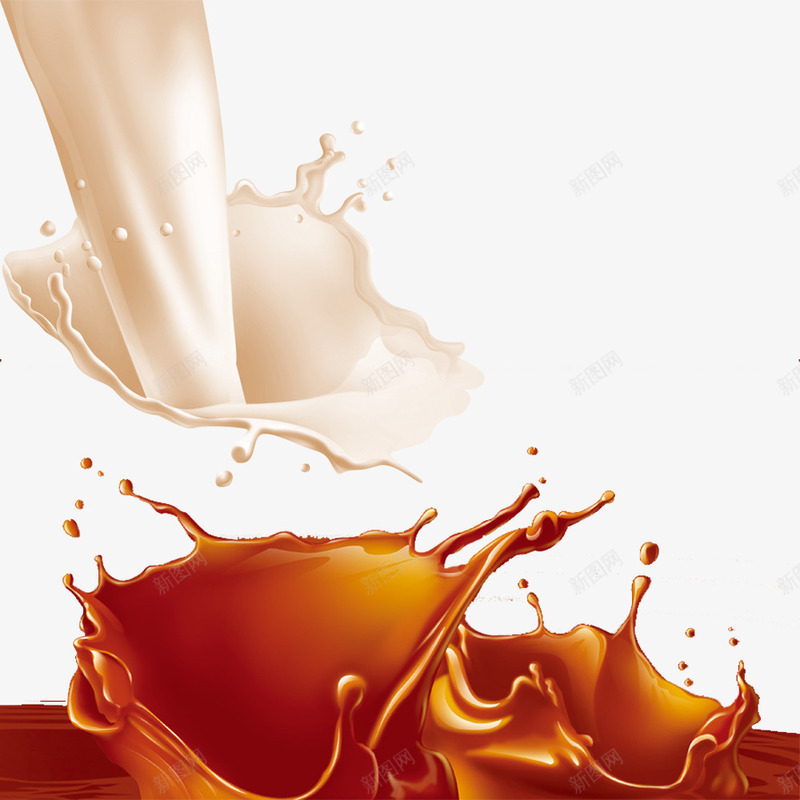 牛奶加巧克力png免抠素材_新图网 https://ixintu.com 巧克力 棕色 牛奶 白色 食品 饮料