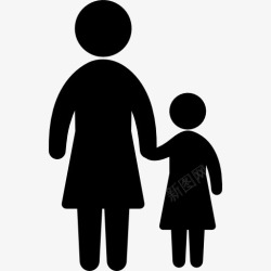 两人的轮廓母亲和儿子的身影图标高清图片