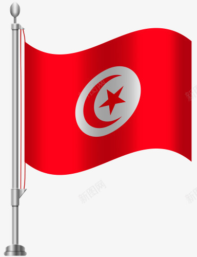 突尼斯国旗png免抠素材_新图网 https://ixintu.com 国旗 旗帜 星星 月亮 突尼斯 红色