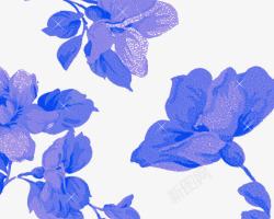 蓝色手绘装饰插花素材